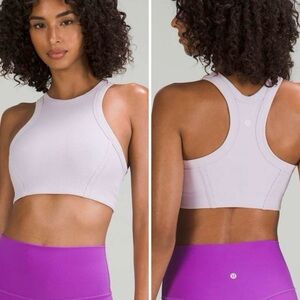 Lululemon Ribbed Nulu High-Neck Yoga Bra in Pink Size 14